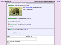 An example thread on a Mergechan board
