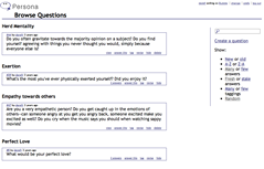 Persona home page, when logged in
